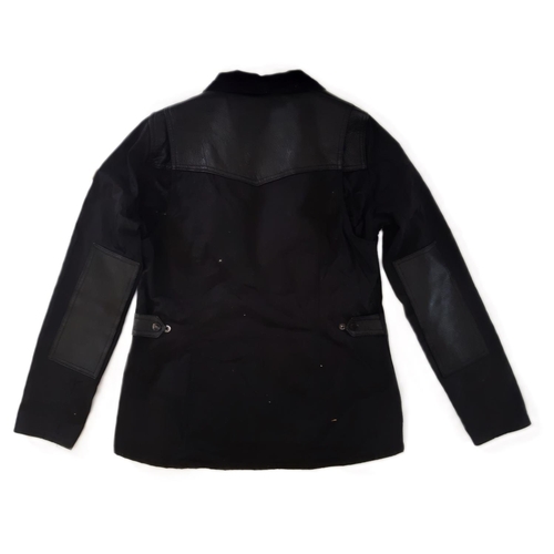 43 - Barbour for Land Rover women's black oilskin jacket with corduroy collar and tartan lining, together... 