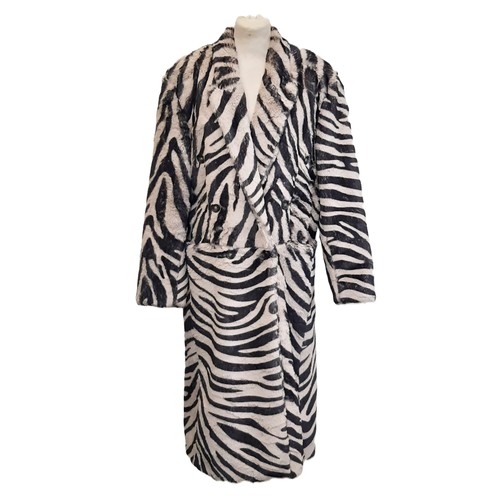 53 - Faux fur zebra jacket by Halfboy, double breasted and fully lined, with tags, size XS