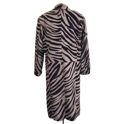 53 - Faux fur zebra jacket by Halfboy, double breasted and fully lined, with tags, size XS