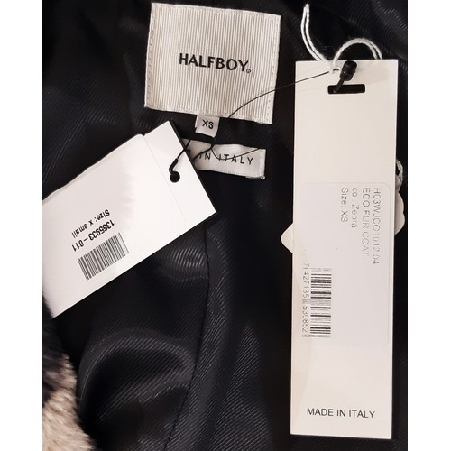 53 - Faux fur zebra jacket by Halfboy, double breasted and fully lined, with tags, size XS