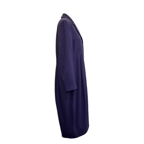 48 - Women's coat by John Galliano in indigo blue wool/cashmere, with pleated detailing giving soft drape... 