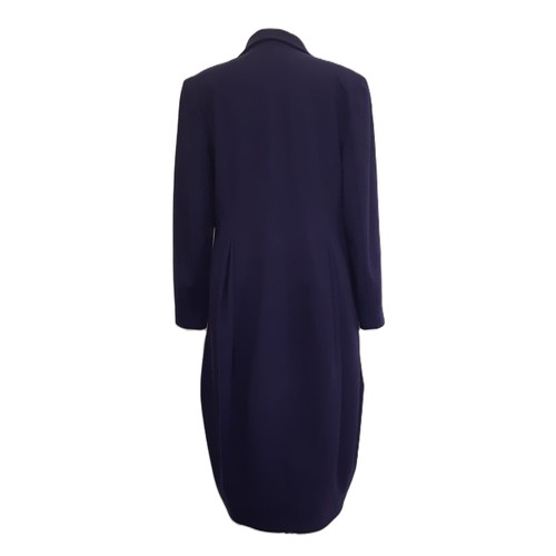 48 - Women's coat by John Galliano in indigo blue wool/cashmere, with pleated detailing giving soft drape... 