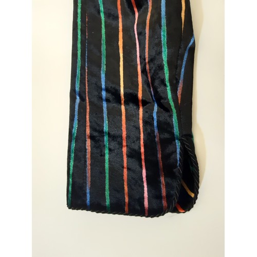 52 - Velvet jacket by Caroline Charles in colourful stripe design with black cord edging detail at collar... 