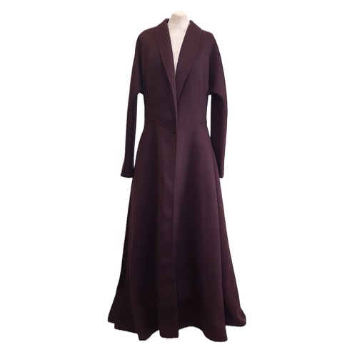 57 - Full length coat by Stella McCartney in mulberry coloured cashmere, with single button closure, back... 