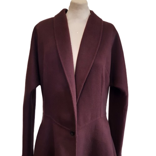 57 - Full length coat by Stella McCartney in mulberry coloured cashmere, with single button closure, back... 