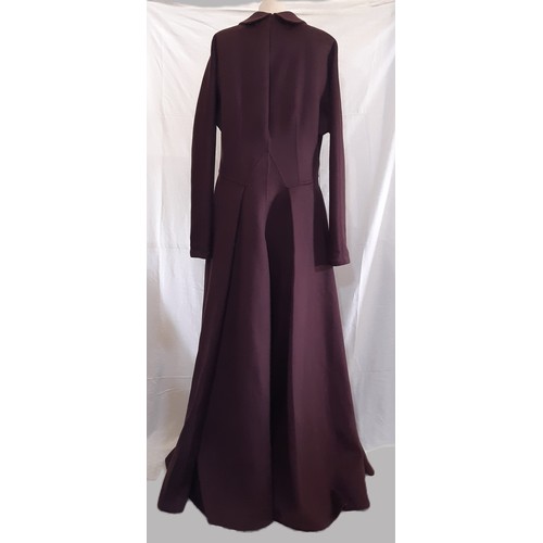 57 - Full length coat by Stella McCartney in mulberry coloured cashmere, with single button closure, back... 