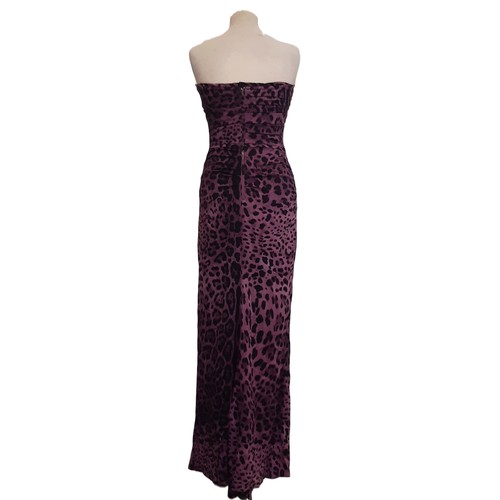 65 - Full length evening dress by Dolce & Gabbana in purple/ black leopard print silk (with stretch prope... 