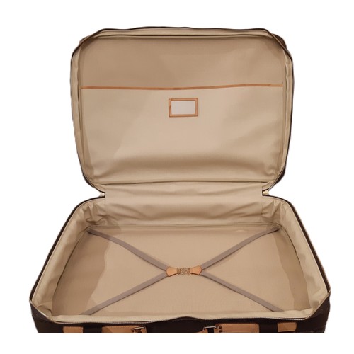 69 - Louis Vuitton satellite 70 suitcase in monogrammed canvas and natural leather made in France 2002, (... 