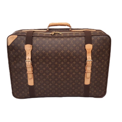 69 - Louis Vuitton satellite 70 suitcase in monogrammed canvas and natural leather made in France 2002, (... 