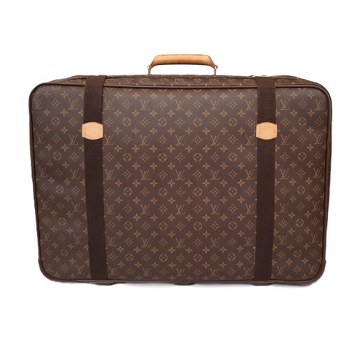 69 - Louis Vuitton satellite 70 suitcase in monogrammed canvas and natural leather made in France 2002, (... 