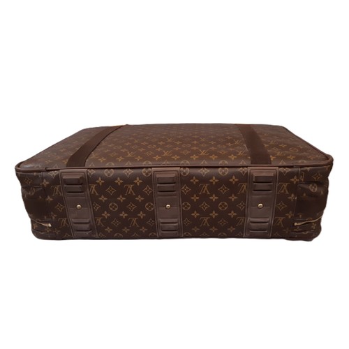 69 - Louis Vuitton satellite 70 suitcase in monogrammed canvas and natural leather made in France 2002, (... 