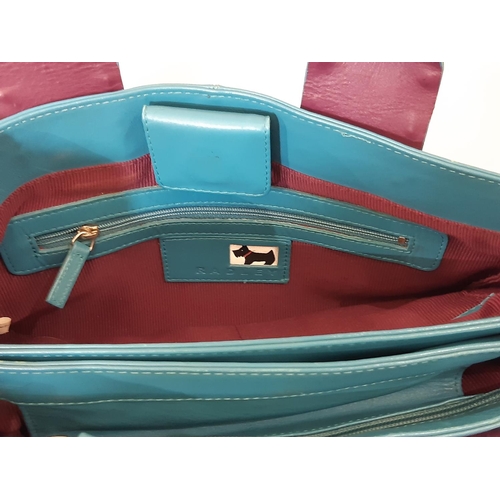 78 - Radley handbag in turquoise leather with beaded stud detail, 3 compartments, inner zipped pocket, co... 