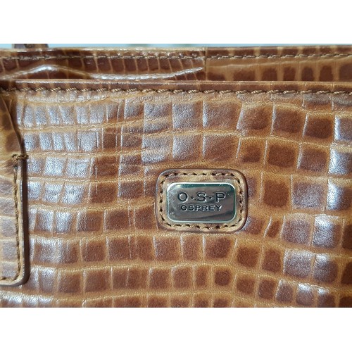 79 - Faux crocodile leather handbag by Osprey, with twin top handles, zip closure, central compartment wi... 