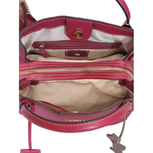 80 - 'Baylis Road' twin handled bag by Radley in dark pink soft grained leather with detachable shoulder ... 