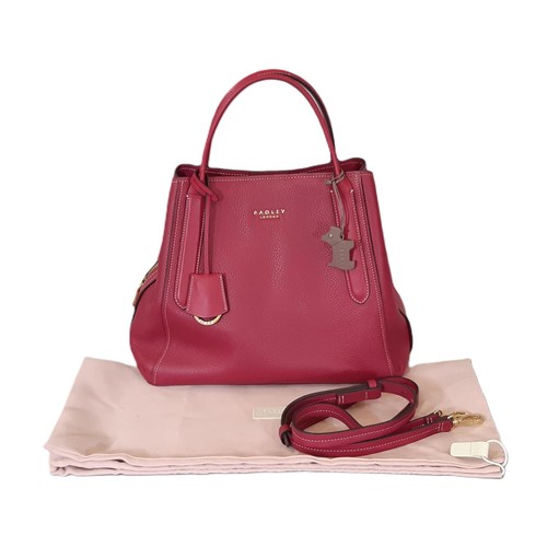 80 - 'Baylis Road' twin handled bag by Radley in dark pink soft grained leather with detachable shoulder ... 