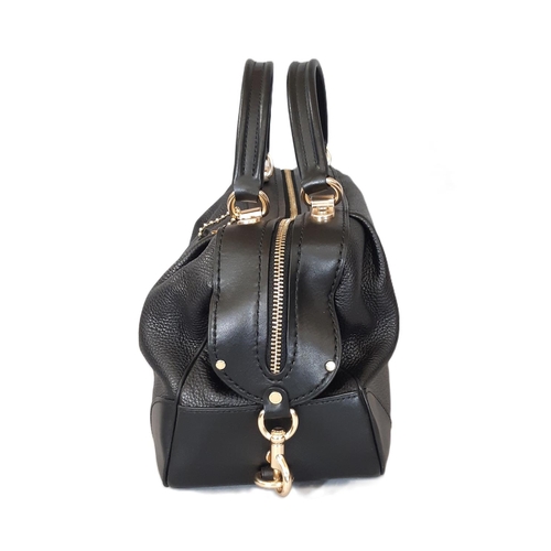 81 - 'Lane Satchel' handbag by Coach in black polished pebble leather and refined calf leather with twin ... 