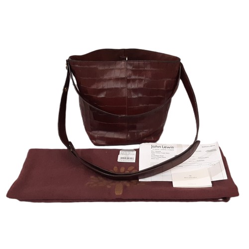 82 - Mulberry Kite Tote bag in Oxblood Croc leather featuring double pivoted handles and zipped inner com... 