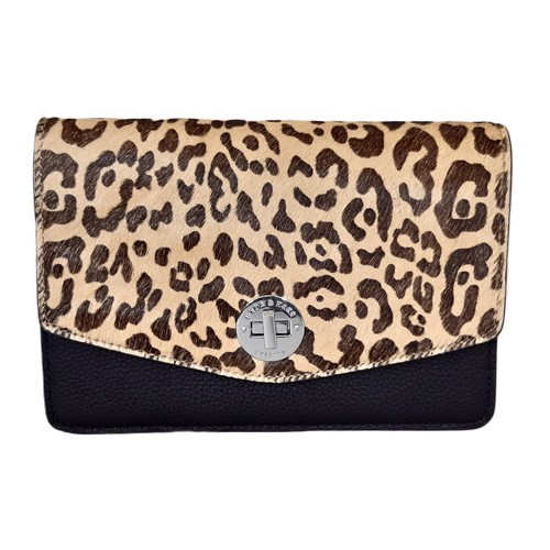 83 - 'Selbourne Crossbody' handbag by Hyde & Hare of Italian cowhide print and grained leather with front... 