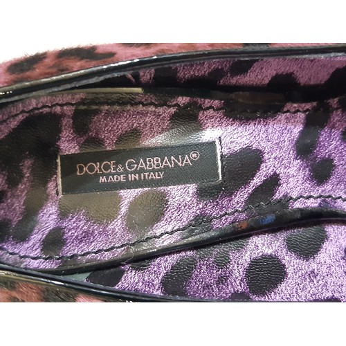 87 - Dolce & Gabbana shoes  in purple and black leopard print with faux fur finish, size 36