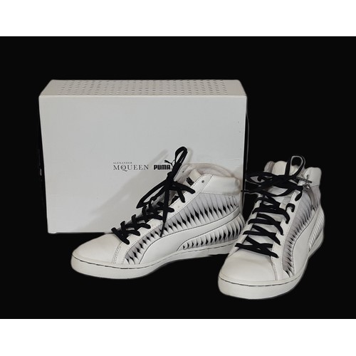 88 - Alexander McQueen for Puma high top ladies trainers 'Cloud Dancer' size 38. With box.