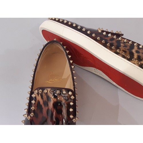 89 - Christian Louboutin Pik Boat studded women's shoes/ loafers size 38.5 in Orthodox-Leo/ Bronze colour... 