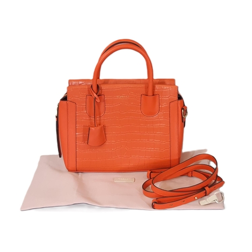 96 - 'Kelham Gardens'  handbag by Radley in orange faux croc leather with twin top handles, detachable sh... 