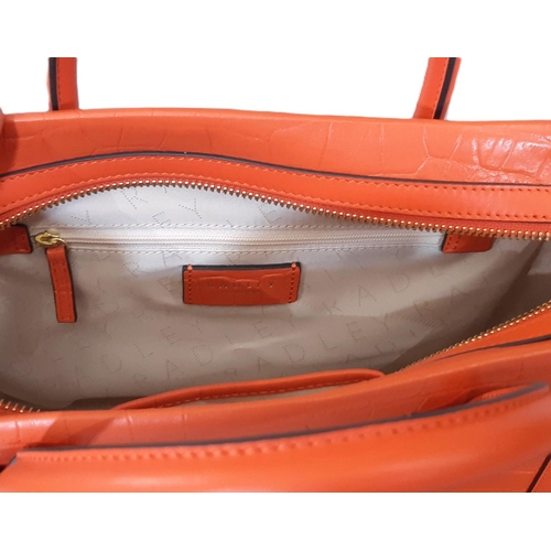 96 - 'Kelham Gardens'  handbag by Radley in orange faux croc leather with twin top handles, detachable sh... 