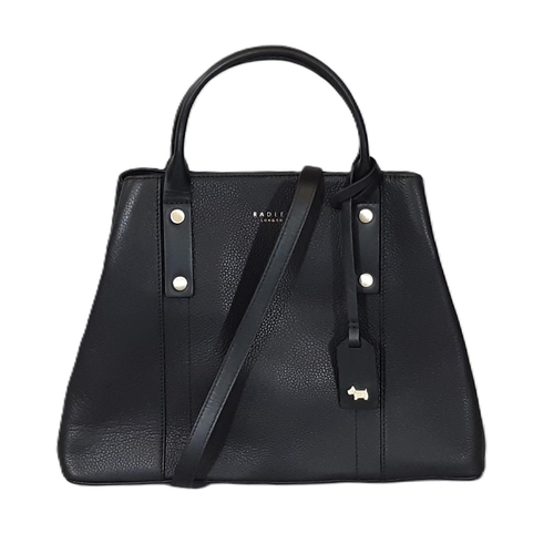 98 - 'Provence Street' handbag by Radley in pebbled black leather with twin top handles, detachable shoul... 