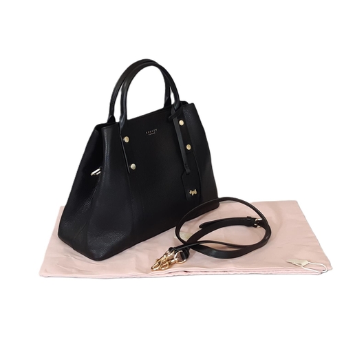 98 - 'Provence Street' handbag by Radley in pebbled black leather with twin top handles, detachable shoul... 