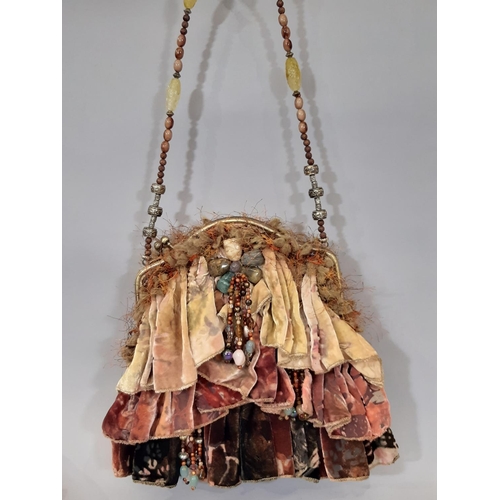 101 - Two shoulder bags/ purses by American designer Mary Frances, both 'One of a Kind' multi textured Boh... 