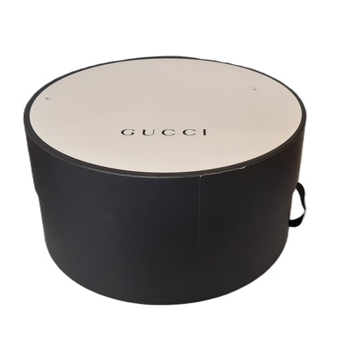 102 - Boater Hat by Gucci  in gold with iconic Bee embellishment, size L58  with box