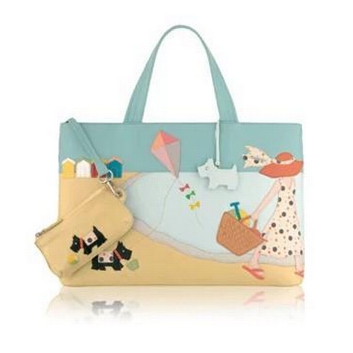 111 - Radley 'By The Seaside' 2007 Grab Bag with detachable coin purse and dust bag, 33x22x10cm. New and u... 