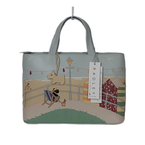 120 - Radley 'Beside The Seaside' 2010 large classic grab bag 32x22x10cm with attached zipped purse and cl... 