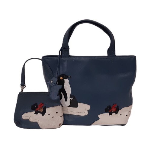 126 - Radley  'Penguins' 2002 Small Grab Bag and Mini Bag; Grab Bag has detachable shoulder strap. Both ha... 