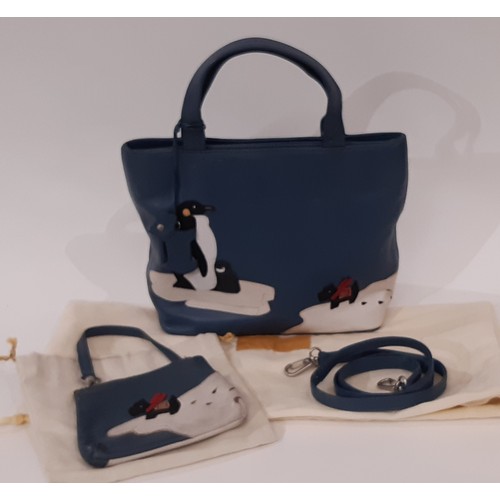 126 - Radley  'Penguins' 2002 Small Grab Bag and Mini Bag; Grab Bag has detachable shoulder strap. Both ha... 