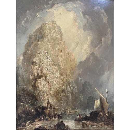 1802 - 19th Century School - The Smugglers Cove, oil on board, unsigned, oil on board, 72 x 55 cm, in gilt ... 