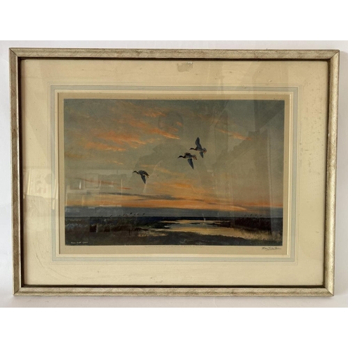 1804 - Sir Peter Markham Scott (1909-1989) - 'White Fronted Geese at Dawn', print in colours, published by ... 