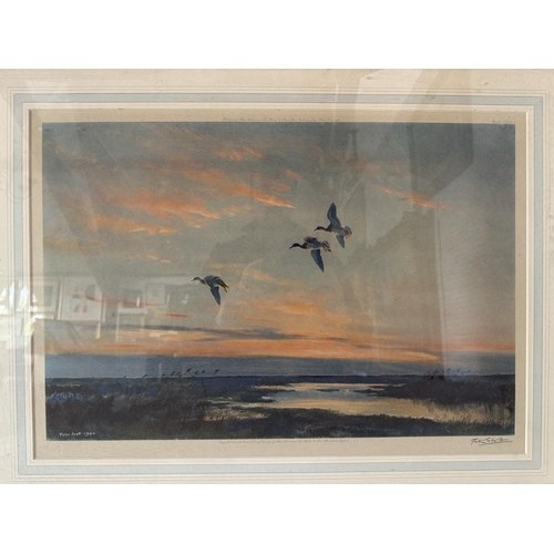 1804 - Sir Peter Markham Scott (1909-1989) - 'White Fronted Geese at Dawn', print in colours, published by ... 