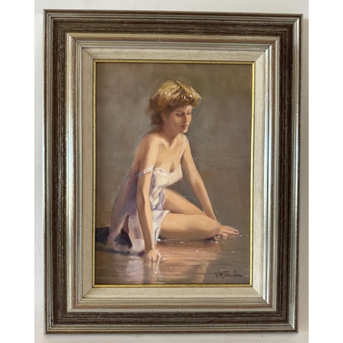 1818 - Nicholas St. John Rosse (British, 1945) - A romantic portrait of a woman dressed in a slip, signed l... 