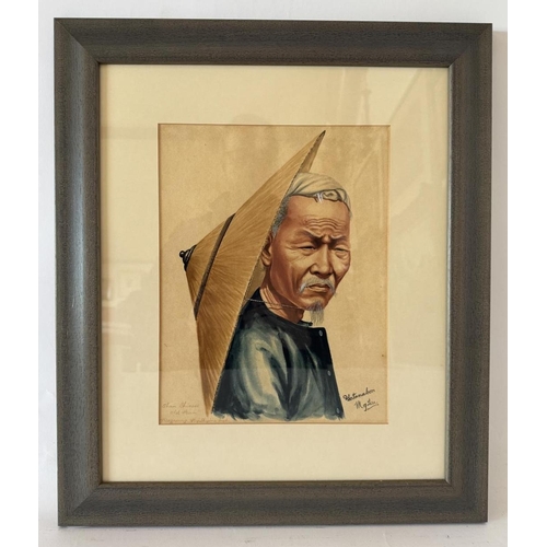 1819 - Maung Su Yatanabon (Burmese, 1903-1965) - 'Shan Chinese Old Man', signed, titled and inscribed 'Moga... 