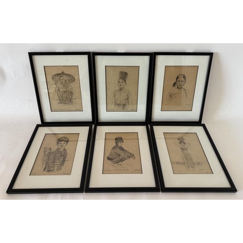 1821 - Eric Gordon MacColl (1896-1973) - A set of six etchings of Burmese women in traditional dress, all s... 