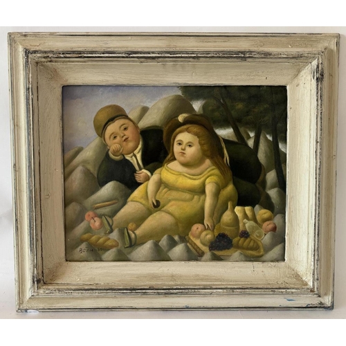 1822 - After Fernando Botero (1932-2023) - 'Picnic in the Mountains', oil on canvas, bearing signature and ... 