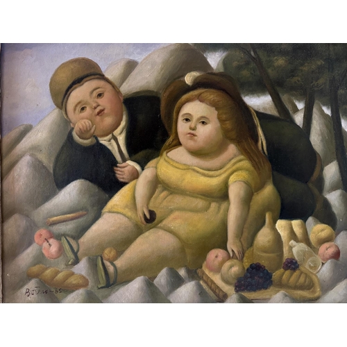 1822 - After Fernando Botero (1932-2023) - 'Picnic in the Mountains', oil on canvas, bearing signature and ... 