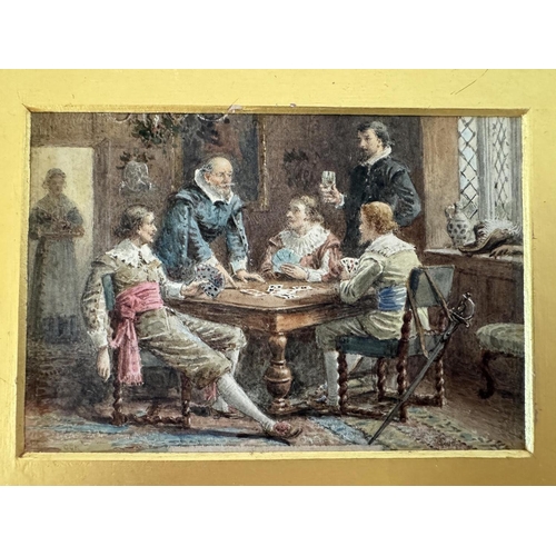 1833 - George Goodwin Kilburne (1839-1924) - 'The Card School', watercolour on card, initialled lower left,... 