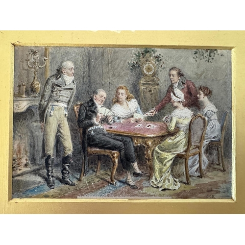 1834 - George Goodwin Kilburne (1839-1924) - 'The Card Players', watercolour on card, initialled lower righ... 