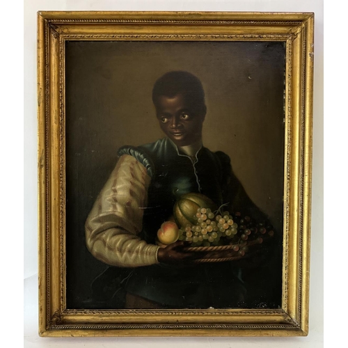 1837 - Circle of William Jones of Bath (act.c.1726-1747) - Portrait of a man holding a basket of fruit, oil... 