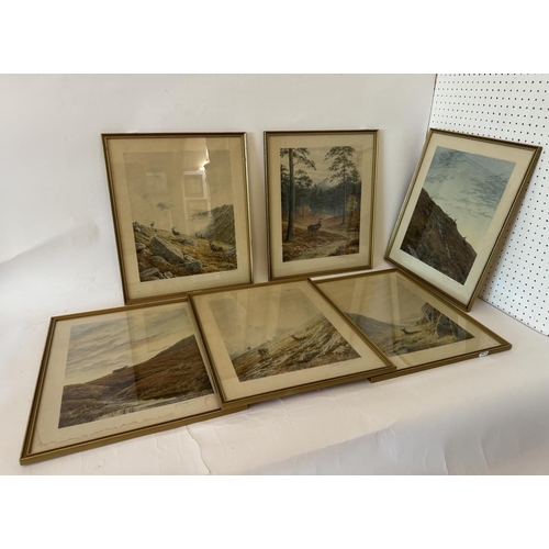 1855 - Vincent R. Balfour Browne (1880-1963) - A set of six antique photo-lithographs in colours depicting ... 