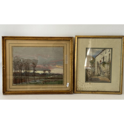 1857 - A collection of ten paintings (mostly landscapes, 19th-20th century) to include: A gouache pastoral ... 