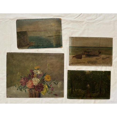 1857 - A collection of ten paintings (mostly landscapes, 19th-20th century) to include: A gouache pastoral ... 