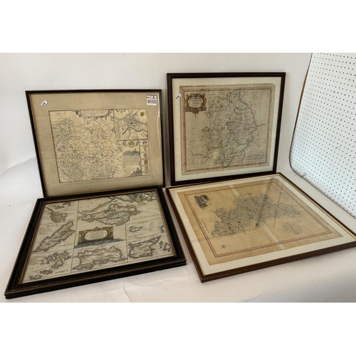 1859 - Four framed maps, to include: Robert Morden (c.1650-1703) - 'The Smaller Islands in the British Ocea... 